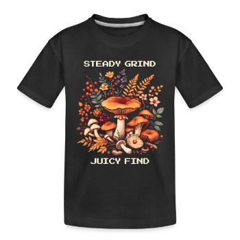 Mouture constante, trouvaille juteuse | Chasse aux champignons Chanterlin - T-shirt bio Premium Enfant - noir - Devant