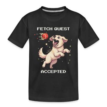 Fetch Quest Accepted | Dog playing ball - Kids' Premium Organic T-Shirt - black - Front