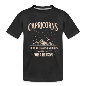Steinbock Sternzeichen - Kinder Premium Bio T-Shirt - Schwarz - Vorne