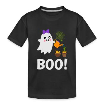Cute Ghost Boo! Water the ghost plants - Kids' Premium Organic T-Shirt - black - Front