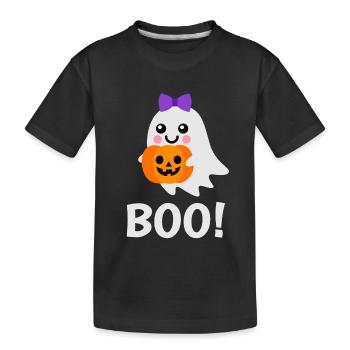 Halloween Design - Süßer Geist Jack o Latern - Kinder Premium Bio T-Shirt - Schwarz - Vorne