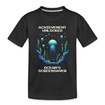 Achievement: Ocean Screensaver - Kids' Premium Organic T-Shirt - black - Front