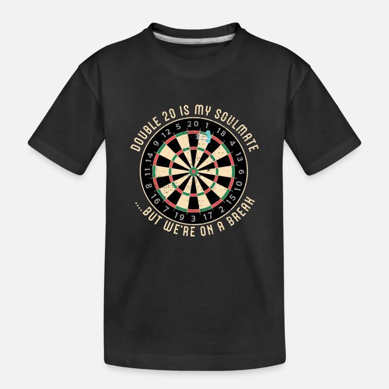 Double 20 Breakup Dartscheibe - Kinder Premium Bio T-Shirt - Schwarz