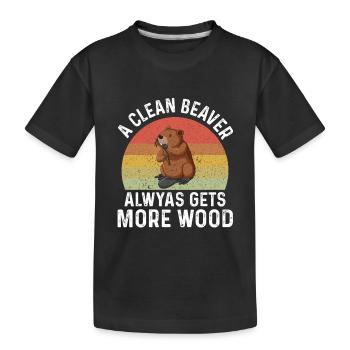 Castor avec Humour Bois Imprimé Rétro - T-shirt bio Premium Enfant - noir - Devant