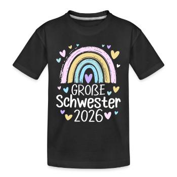 Große Schwester 2026 Regenbogen - Kinder Premium Bio T-Shirt - Schwarz - Vorne