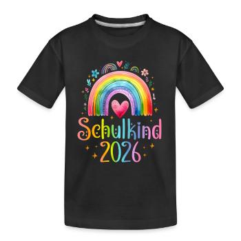 Écolier 2026 Cœur arc-en-ciel - T-shirt bio Premium Enfant - noir - Devant