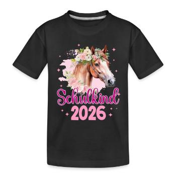 School start 2026 Horse Crown - Kids' Premium Organic T-Shirt - black - Front
