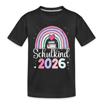 Schulkind 2026 Regenbogen - Kinder Premium Bio T-Shirt - Schwarz - Vorne