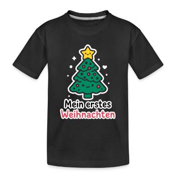 My First Christmas - Baby Parents Christmas Tree - Kids' Premium Organic T-Shirt - black - Front