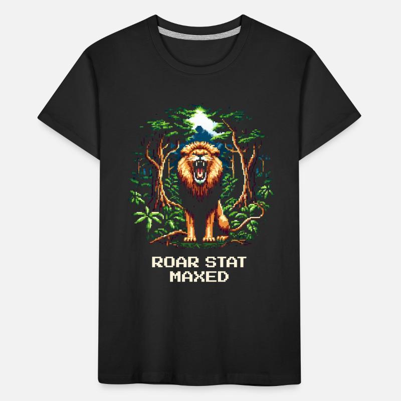 Roar value at maximum | Leo Strength Wilderness Kids' Premium Organic T-Shirt
