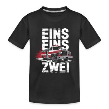 Fire Brigade Saying – 112 Emergency Call Hero in Action - Kids' Premium Organic T-Shirt - black - Front