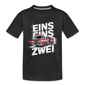 Feuerwehr Spruch – 112 Notruf Held in Aktion - Kinder Premium Bio T-Shirt - Schwarz - Vorne