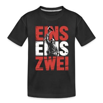 Fire Brigade Saying – 112 Emergency Call Hero in Action - Kids' Premium Organic T-Shirt - black - Front