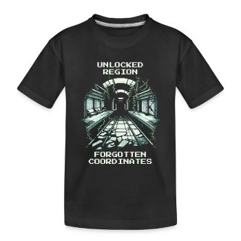 Region freigeschaltet: Vergessene Koordinaten - Kinder Premium Bio T-Shirt - Schwarz - Vorne