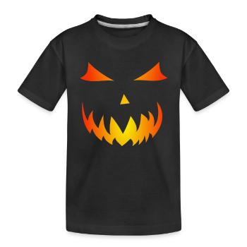 Gourde de flamme Halloween motif citrouille visage fantôme - T-shirt bio Premium Enfant - noir - Devant