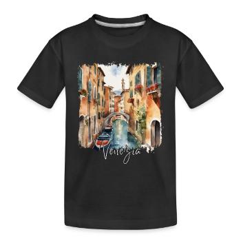 Aquarelle de Venise, j’adore Venise - T-shirt bio Premium Enfant - noir - Devant