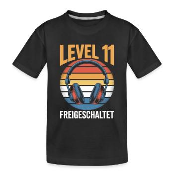 Level 11 Geburtstag Freigeschaltet - Kinder Premium Bio T-Shirt - Schwarz - Vorne