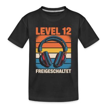 Birthday Level 12 Unlocked - Kids' Premium Organic T-Shirt - black - Front