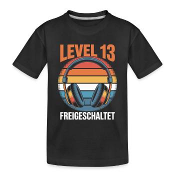 Level 13 Geburtstag Freigeschaltet - Kinder Premium Bio T-Shirt - Schwarz - Vorne