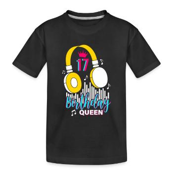 Birthday Queen 17th Birthday - Kids' Premium Organic T-Shirt - black - Front