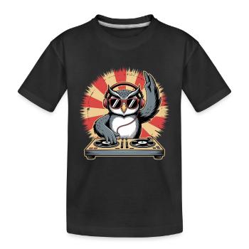 DJ Owl avec platines - T-shirt bio Premium Enfant - noir - Devant