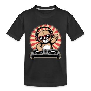 DJ Bär avec casque - T-shirt bio Premium Enfant - noir - Devant