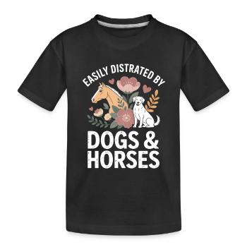 Chiens et chevaux Distraction Motif - T-shirt bio Premium Enfant - noir - Devant