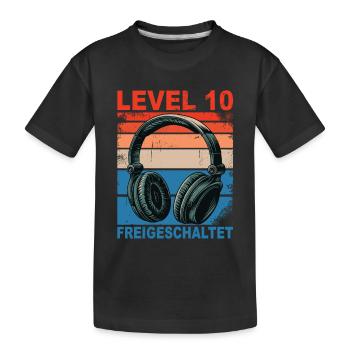 Geburtstag Jungen Mädchen Level 10 freigeschaltet - Kinder Premium Bio T-Shirt - Schwarz - Vorne