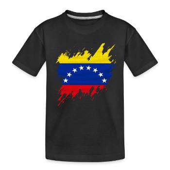Flag of Venezuela, torn style - Kids' Premium Organic T-Shirt - black - Front