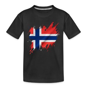 Norwegian flag, torn style - Kids' Premium Organic T-Shirt - black - Front