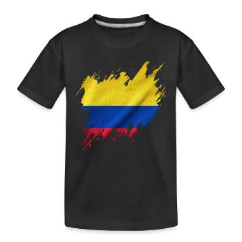 Flag of Colombia, torn style - Kids' Premium Organic T-Shirt - black - Front