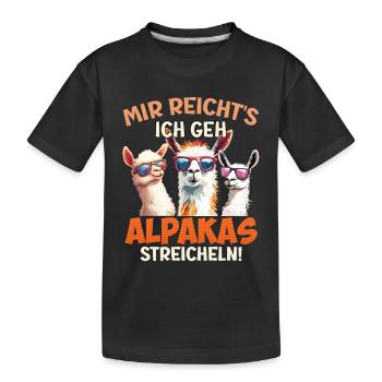 Alpaga J’EN AI ASSEZ, JE VAIS CARESSER LES ALPAGAS - T-shirt bio Premium Enfant - noir - Devant