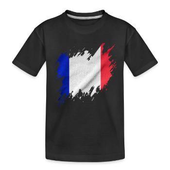 Flag of France, torn style - Kids' Premium Organic T-Shirt - black - Front