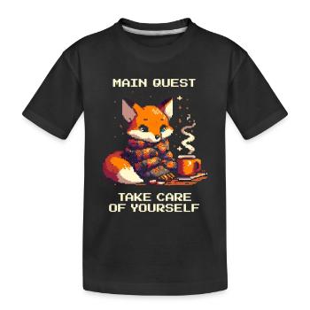 Hauptquest: Kümmer dich um dich | Selbstfürsorge - Kinder Premium Bio T-Shirt - Schwarz - Vorne