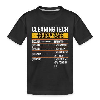 Technicien de nettoyage Tarif horaire Entretien ménager - T-shirt bio Premium Enfant - noir - Devant
