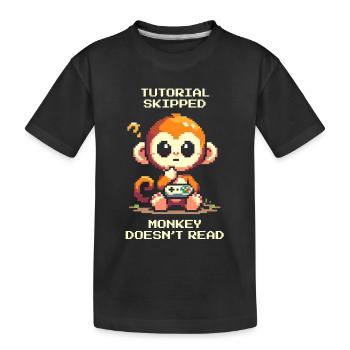 Tutorial geskippt – Affe liest nicht | Noob-Humor - Kinder Premium Bio T-Shirt - Schwarz - Vorne