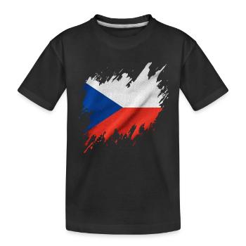 Flagge von Tschechien im zerrissenen Stil - Kinder Premium Bio T-Shirt - Schwarz - Vorne
