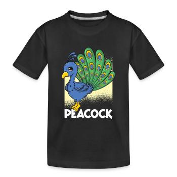 Peacock Cartoon - Kids' Premium Organic T-Shirt - black - Front