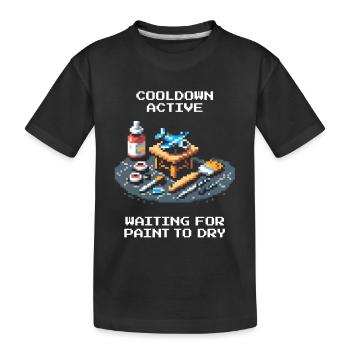 Cooldown: Farbe trocknet | Miniaturen - Kinder Premium Bio T-Shirt - Schwarz - Vorne