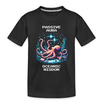 Oceanic Wisdom | Passive Aura Octopus Spell - Kids' Premium Organic T-Shirt - black - Front