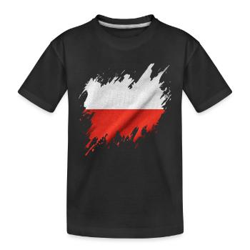 Flag of Poland, torn style - Kids' Premium Organic T-Shirt - black - Front
