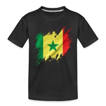 Senegal flag, torn style - Kids' Premium Organic T-Shirt - black - Front