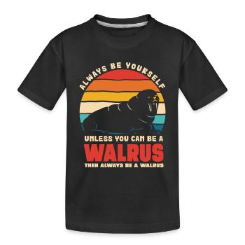 Walrus Self-Confidence Retro - Kids' Premium Organic T-Shirt - black - Front