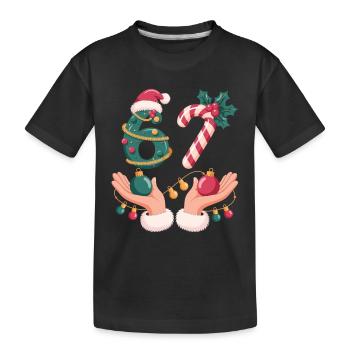 6 7 Weihnachts Shirt für Festtage mit Zuckerstange - Kinder Premium Bio T-Shirt - Schwarz - Vorne