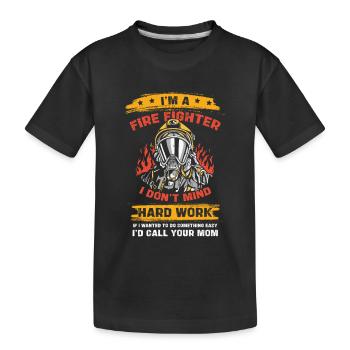 Firefighter Hero Hard Work - Kids' Premium Organic T-Shirt - black - Front