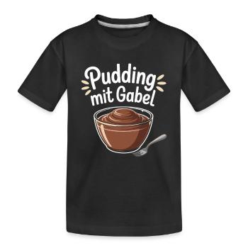 Pudding with fork - Kids' Premium Organic T-Shirt - black - Front