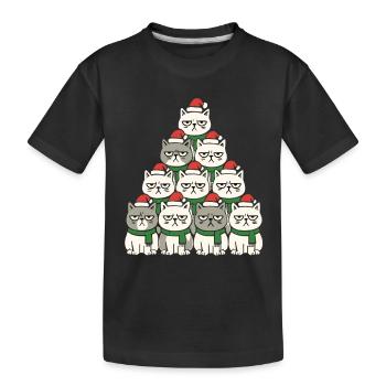 Grumpy Christmas Cats – Lustiges Katzen - Kids' Premium Organic T-Shirt - black - Front