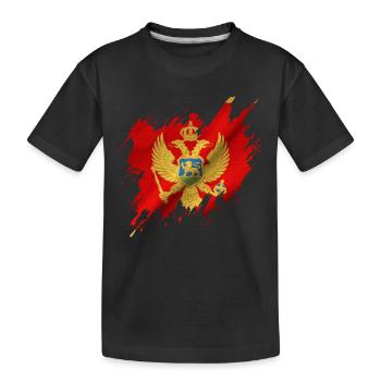 Flag of Montenegro, torn style - Kids' Premium Organic T-Shirt - black - Front