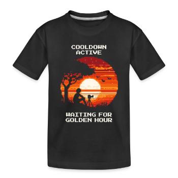 Cooldown aktiv | Goldene Stunde Fotografie - Kinder Premium Bio T-Shirt - Schwarz - Vorne