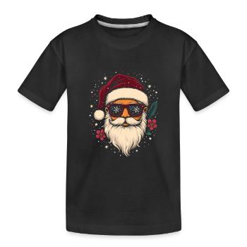 Cadeau cool du Père Noël avec des lunettes de soleil - T-shirt bio Premium Enfant - noir - Devant